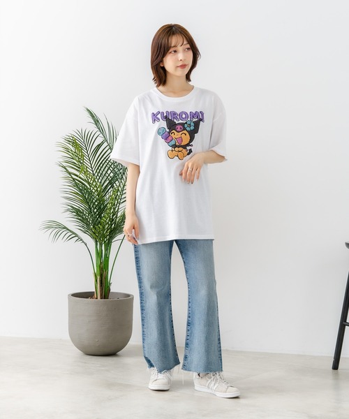 sanrio(サンリオ)の「【sanrio/サンリオ】【ゆったりルーズシルエット】日焼けキャラクター サガラ刺繍Tシャツ ハローキティ クロミ ポチャッコ y2k 平成レトロ(Tシャツ/カットソー・レディース・ライトグレー/サックスブルー/オフホワイト/スミクロ・MEDIUM/LARGE)」の15枚目の写真