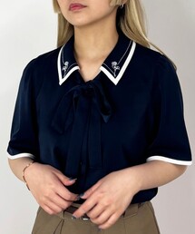 NICOLE CLUB（ニコル　クラブ）の「パイピングカラーブラウス（シャツ/ブラウス）」
