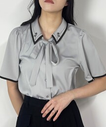 NICOLE CLUB（ニコル　クラブ）の「パイピングカラーブラウス（シャツ/ブラウス）」