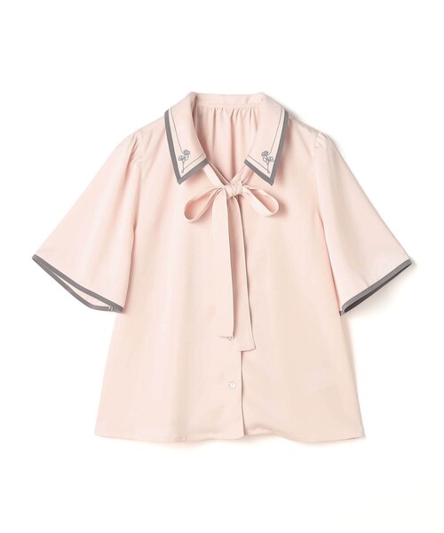 NICOLE CLUB（ニコル　クラブ）の「パイピングカラーブラウス（シャツ/ブラウス・レディース・サックスブルー/オフホワイト/ネイビー/ピンク・M）」の14枚目の写真