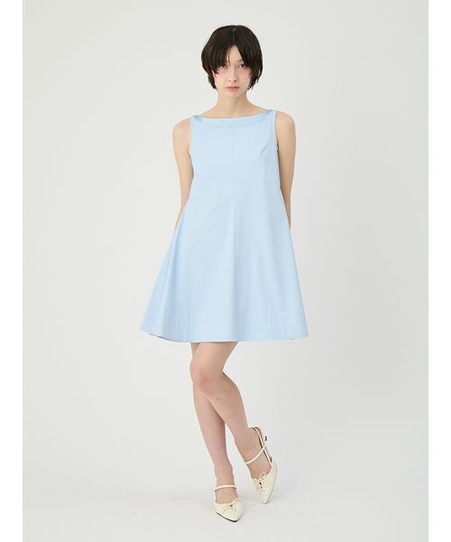 LILY BROWN(リリーブラウン)の「フレアシャツミニワンピース(ワンピース・レディース・ブルー/ドット/ホワイト・F)」の3枚目の写真