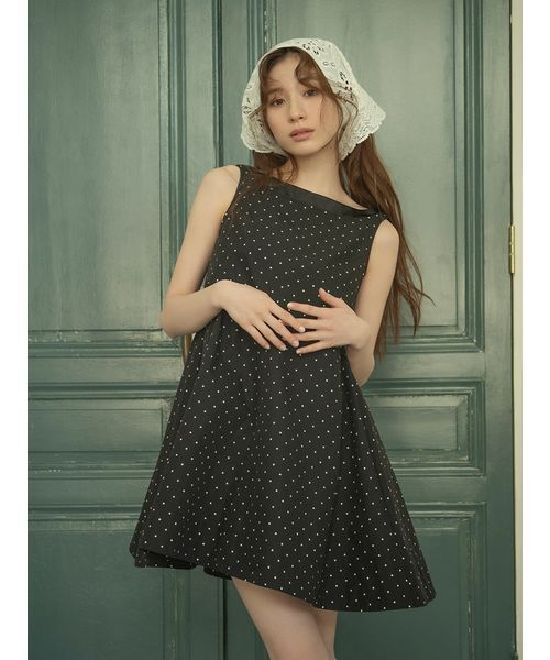 LILY BROWN(リリーブラウン)の「フレアシャツミニワンピース(ワンピース・レディース・ブルー/ドット/ホワイト・F)」の4枚目の写真