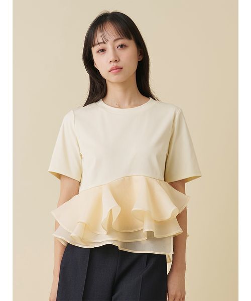 SNIDEL(スナイデル)の「ドッキングペプラムカットプルオーバー(Tシャツ/カットソー・レディース・ブラック/イエロー/ホワイト・F)」の8枚目の写真