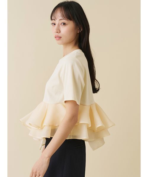 SNIDEL(スナイデル)の「ドッキングペプラムカットプルオーバー(Tシャツ/カットソー・レディース・ブラック/イエロー/ホワイト・F)」の10枚目の写真