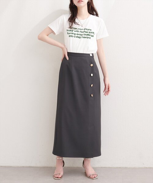 natural couture（ナチュラルクチュール）の「フロッキーロゴpt普通Ｔ（Tシャツ/カットソー・レディース・ネイビー/ブルー/オフホワイト・FREE）」の7枚目の写真