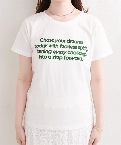 natural couture（ナチュラルクチュール）の「フロッキーロゴpt普通Ｔ（Tシャツ/カットソー・レディース・ネイビー/ブルー/オフホワイト・FREE）」の8枚目の写真