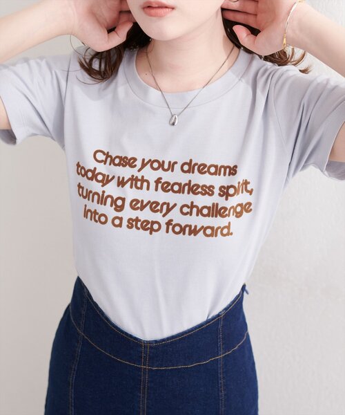 natural couture（ナチュラルクチュール）の「フロッキーロゴpt普通Ｔ（Tシャツ/カットソー・レディース・ネイビー/ブルー/オフホワイト・FREE）」の17枚目の写真
