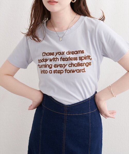 natural couture（ナチュラルクチュール）の「フロッキーロゴpt普通Ｔ（Tシャツ/カットソー・レディース・ネイビー/ブルー/オフホワイト・FREE）」の18枚目の写真