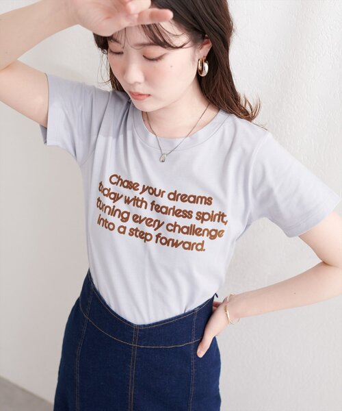 natural couture（ナチュラルクチュール）の「フロッキーロゴpt普通Ｔ（Tシャツ/カットソー・レディース・ネイビー/ブルー/オフホワイト・FREE）」の19枚目の写真