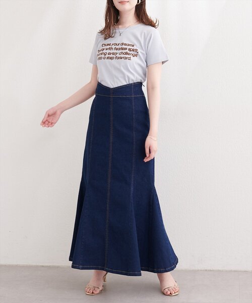 natural couture（ナチュラルクチュール）の「フロッキーロゴpt普通Ｔ（Tシャツ/カットソー・レディース・ネイビー/ブルー/オフホワイト・FREE）」の20枚目の写真