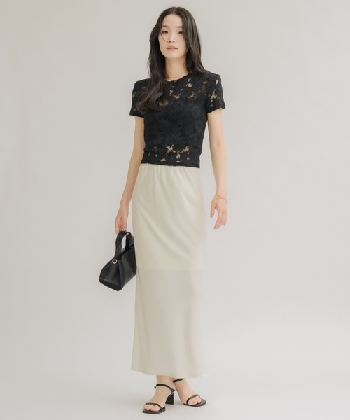 NEUNA(ヌナ)の「【綿入りで肌触り◎】ショルダーパット付きレーストップス(Tシャツ/カットソー・レディース・ブラック/クリーム・FREE)」の12枚目の写真