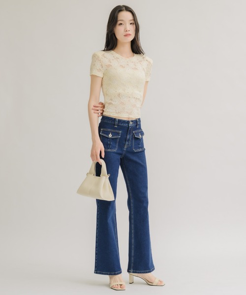 NEUNA(ヌナ)の「【綿入りで肌触り◎】ショルダーパット付きレーストップス(Tシャツ/カットソー・レディース・ブラック/クリーム・FREE)」の20枚目の写真