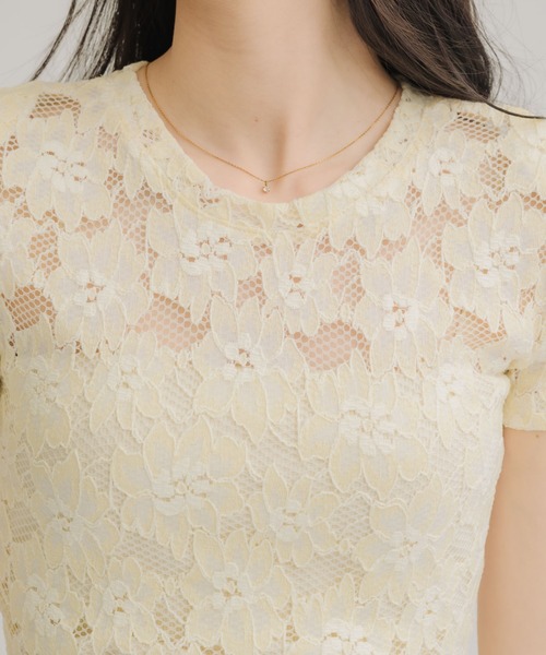 NEUNA(ヌナ)の「【綿入りで肌触り◎】ショルダーパット付きレーストップス(Tシャツ/カットソー・レディース・ブラック/クリーム・FREE)」の5枚目の写真