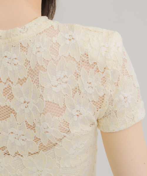 NEUNA(ヌナ)の「【綿入りで肌触り◎】ショルダーパット付きレーストップス(Tシャツ/カットソー・レディース・ブラック/クリーム・FREE)」の7枚目の写真