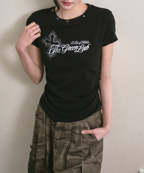 THE GREEN LAB（ザグリーンラボ）の「スタッズグラフィックシャーリング半袖Tシャツ[ブラック]（Tシャツ/カットソー・レディース・その他・FREE）」の12枚目の写真