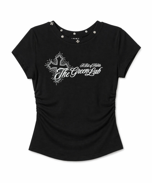 THE GREEN LAB（ザグリーンラボ）の「スタッズグラフィックシャーリング半袖Tシャツ[ブラック]（Tシャツ/カットソー・レディース・その他・FREE）」の14枚目の写真