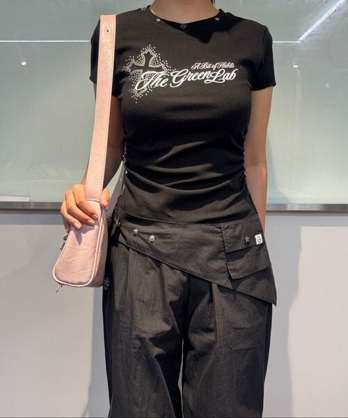 THE GREEN LAB（ザグリーンラボ）の「スタッズグラフィックシャーリング半袖Tシャツ[ブラック]（Tシャツ/カットソー・レディース・その他・FREE）」の15枚目の写真
