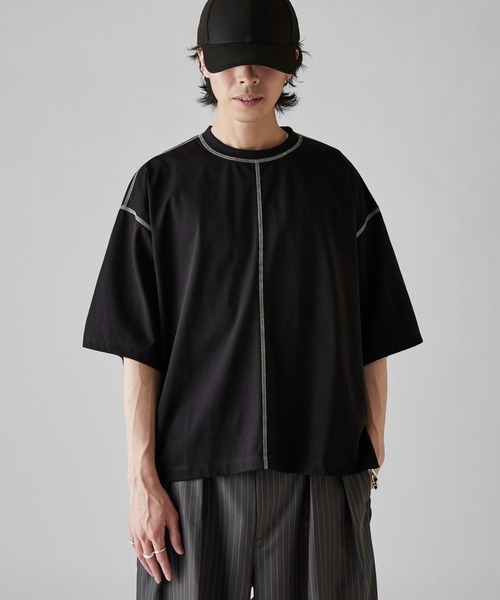 Neucon — футболка оверсайз с разноцветной строчкой (COLOR PATTERN STITCH BIG TEE)
