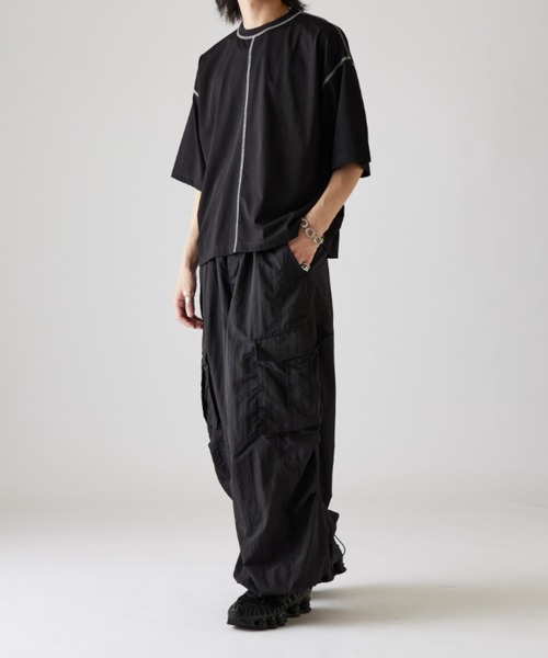 Lui's（ルイス）の「【Neucon】COLOR PATTERN STITCH BIG TEE / 配色ステッチビッグTシャツ（Tシャツ/カットソー・メンズ・ブラック/ホワイト/ネイビー・1/2）」の14枚目の写真
