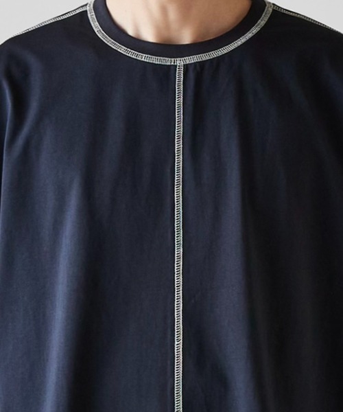 Lui's（ルイス）の「【Neucon】COLOR PATTERN STITCH BIG TEE / 配色ステッチビッグTシャツ（Tシャツ/カットソー・メンズ・ブラック/ホワイト/ネイビー・1/2）」の5枚目の写真