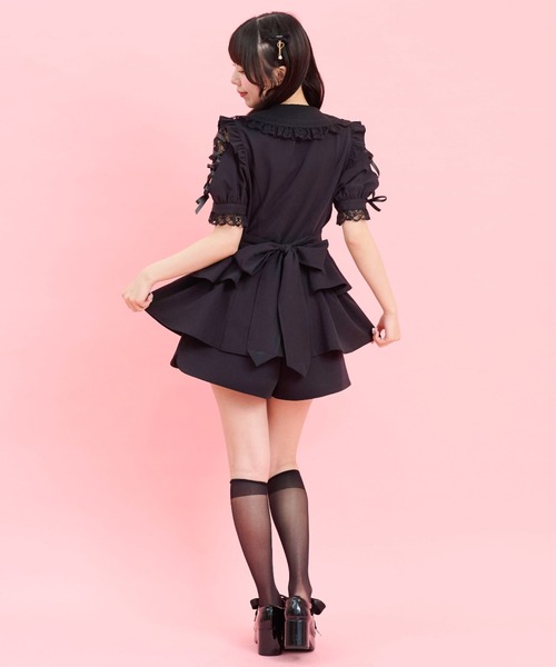 Secret Honey(シークレットハニー)の「ロングポイントカラーショルダー半袖セットアップ(セットアップ・レディース・ピンク/ブラック系その他/ブラック・MEDIUM)」の14枚目の写真