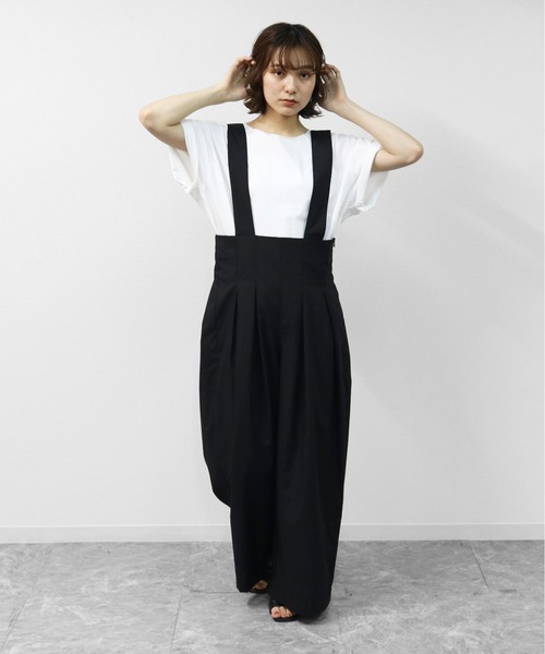 THE CELL.(ザセルドット)の「プリーツタック ワイドサロペット 【ALLシーズン着用可】 PLEATED TUCK WIDE SALOPETTE(サロペット/オーバーオール・レディース・ブラック・FREE)」の6枚目の写真
