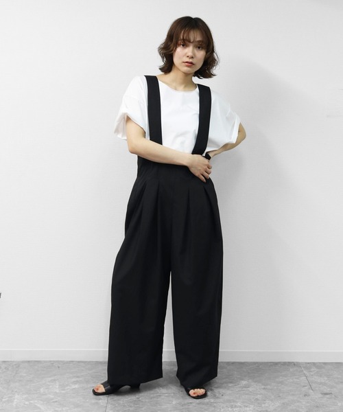 THE CELL.(ザセルドット)の「プリーツタック ワイドサロペット 【ALLシーズン着用可】 PLEATED TUCK WIDE SALOPETTE(サロペット/オーバーオール・レディース・ブラック・FREE)」の7枚目の写真