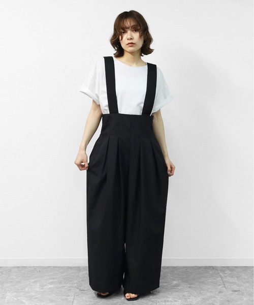 THE CELL.(ザセルドット)の「プリーツタック ワイドサロペット 【ALLシーズン着用可】 PLEATED TUCK WIDE SALOPETTE(サロペット/オーバーオール・レディース・ブラック・FREE)」の14枚目の写真