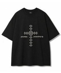 bounDary（バウンダリー）の「クロスライングラフィックセミオーバーフィット半袖Tシャツ[ブラック]（Tシャツ/カットソー）」