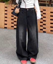 バレル レッグ ウォッシュ デニムパンツ