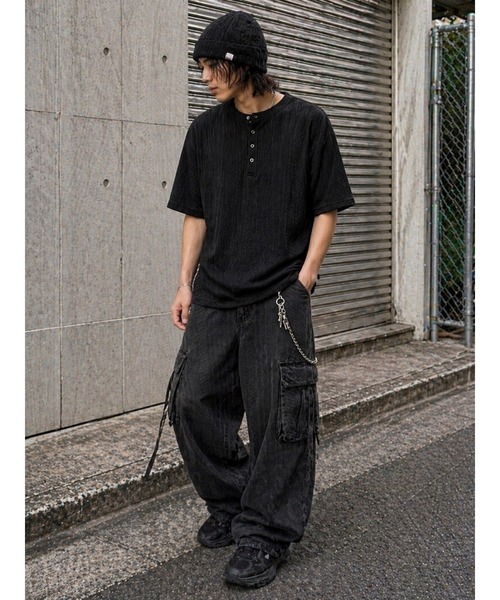 Bling Leads（ブリングリーズ）の「【Bls】 【ZM】【Bling Leads】ランダムテレコ ヘンリーネックTEE（Tシャツ/カットソー・メンズ・ブラウン/チャコール/グレー系その他/ブラック・LARGE/MEDIUM）」の5枚目の写真