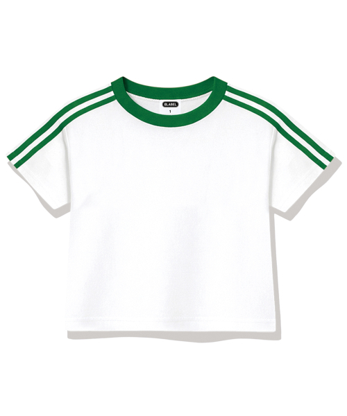 BASIC LABEL（ベーシックラベル）の「Wesley Semi-crop track short-sleeved T-shirt 6 Color [BLSE_6001]（Tシャツ/カットソー・レディース・スカイブルー/ベージュ/ネイビー/ピンク/アイボリー系1/アイボリー系2・1）」の8枚目の写真