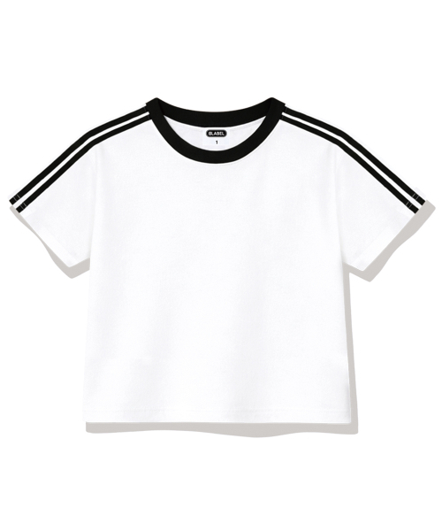 BASIC LABEL（ベーシックラベル）の「Wesley Semi-crop track short-sleeved T-shirt 6 Color [BLSE_6001]（Tシャツ/カットソー・レディース・スカイブルー/ベージュ/ネイビー/ピンク/アイボリー系1/アイボリー系2・1）」の9枚目の写真