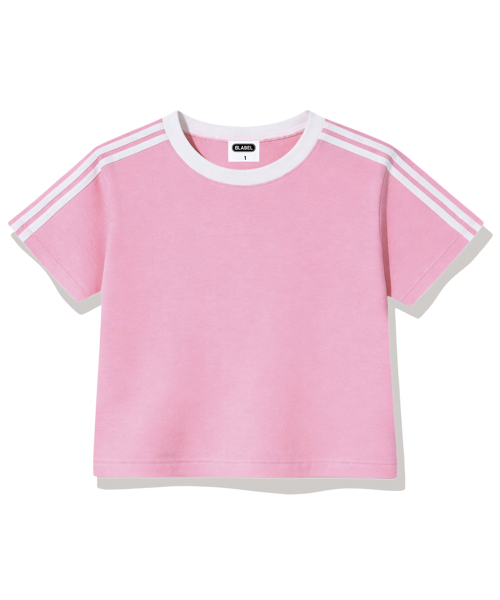 BASIC LABEL（ベーシックラベル）の「Wesley Semi-crop track short-sleeved T-shirt 6 Color [BLSE_6001]（Tシャツ/カットソー・レディース・スカイブルー/ベージュ/ネイビー/ピンク/アイボリー系1/アイボリー系2・1）」の10枚目の写真
