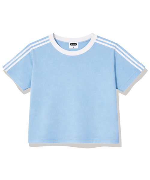 BASIC LABEL（ベーシックラベル）の「Wesley Semi-crop track short-sleeved T-shirt 6 Color [BLSE_6001]（Tシャツ/カットソー・レディース・スカイブルー/ベージュ/ネイビー/ピンク/アイボリー系1/アイボリー系2・1）」の11枚目の写真