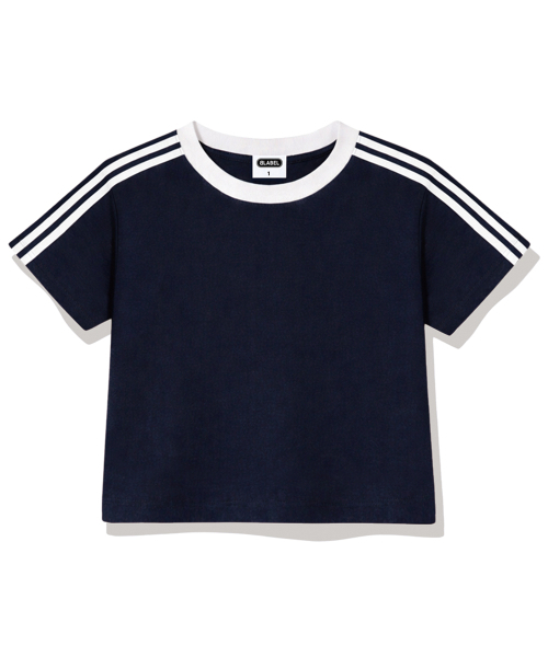 BASIC LABEL（ベーシックラベル）の「Wesley Semi-crop track short-sleeved T-shirt 6 Color [BLSE_6001]（Tシャツ/カットソー・レディース・スカイブルー/ベージュ/ネイビー/ピンク/アイボリー系1/アイボリー系2・1）」の13枚目の写真