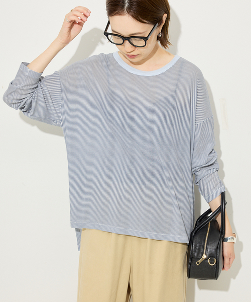 SLOBE IENA(スローブイエナ)の「《追加3》miller/ミラー SLOBE別注 シアードルマンロンTEE(Tシャツ/カットソー・レディース・ピンク/ホワイト/ネイビー・FREE)」の1枚目の写真