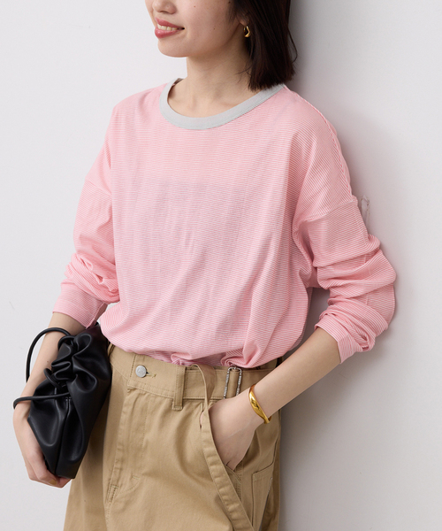 SLOBE IENA(スローブイエナ)の「《追加3》miller/ミラー SLOBE別注 シアードルマンロンTEE(Tシャツ/カットソー・レディース・ピンク/ホワイト/ネイビー・FREE)」の3枚目の写真