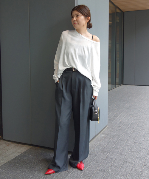 SLOBE IENA(スローブイエナ)の「《追加3》miller/ミラー SLOBE別注 シアードルマンロンTEE(Tシャツ/カットソー・レディース・ピンク/ホワイト/ネイビー・FREE)」の4枚目の写真