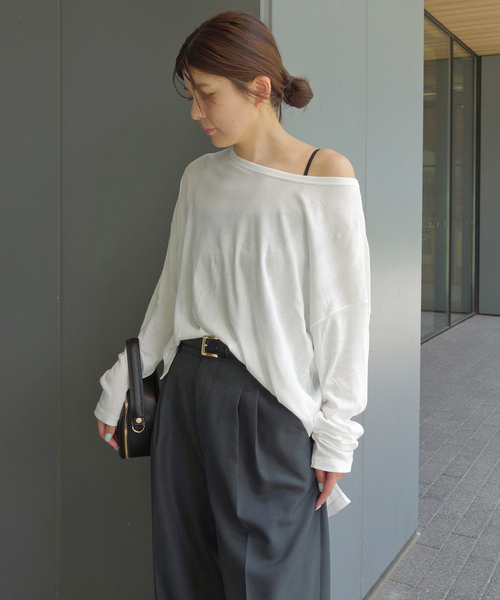 SLOBE IENA(スローブイエナ)の「《追加3》miller/ミラー SLOBE別注 シアードルマンロンTEE(Tシャツ/カットソー・レディース・ピンク/ホワイト/ネイビー・FREE)」の9枚目の写真