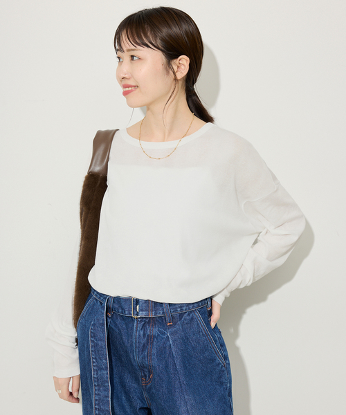 SLOBE IENA(スローブイエナ)の「《追加3》miller/ミラー SLOBE別注 シアードルマンロンTEE(Tシャツ/カットソー・レディース・ピンク/ホワイト/ネイビー・FREE)」の15枚目の写真