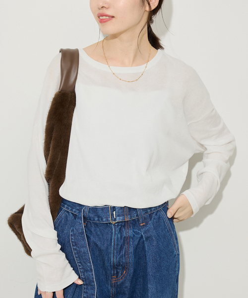 SLOBE IENA(スローブイエナ)の「《追加3》miller/ミラー SLOBE別注 シアードルマンロンTEE(Tシャツ/カットソー・レディース・ピンク/ホワイト/ネイビー・FREE)」の17枚目の写真