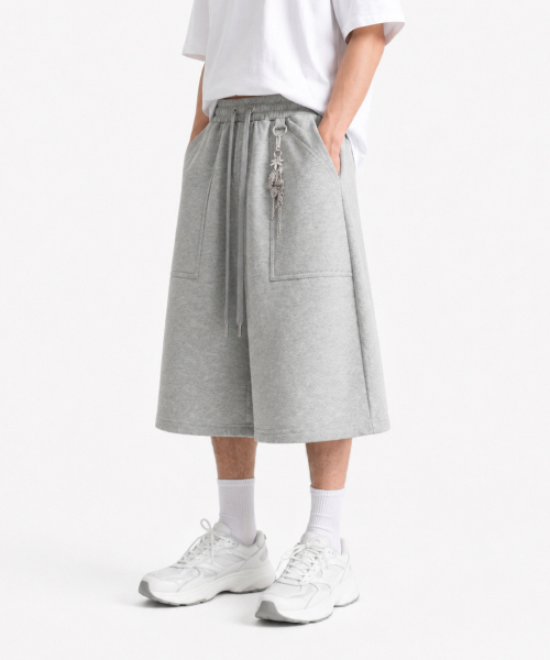 LENGAGEMENT(ランガージュマン)の「Wide Fatigue Bermuda Sweat Shorts (Grey)(その他パンツ・レディース・グレー・1/2)」の8枚目の写真