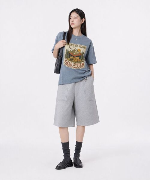 LENGAGEMENT(ランガージュマン)の「Wide Fatigue Bermuda Sweat Shorts (Grey)(その他パンツ・レディース・グレー・1/2)」の12枚目の写真