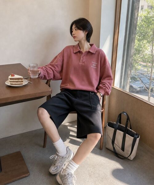 LENGAGEMENT(ランガージュマン)の「Wide Fatigue Bermuda Sweat Shorts (Grey)(その他パンツ・レディース・グレー・1/2)」の15枚目の写真