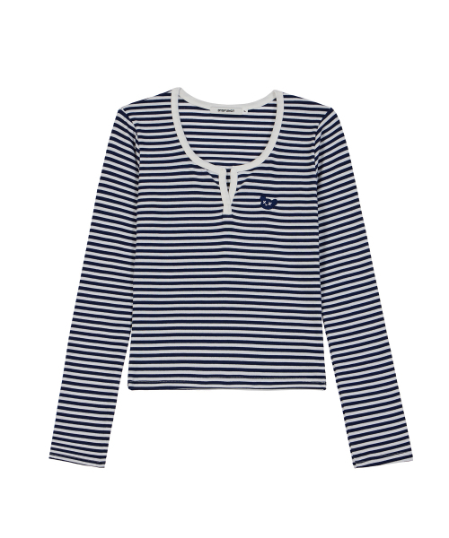 DYSFUNCT(ディスファンクト)の「STRIPE ROUND EMBROIDER T-SHIRT(NAVY)(Tシャツ/カットソー・レディース・その他・FREE)」の4枚目の写真