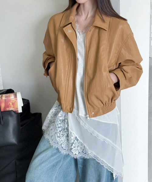 yuue' ( wear )（ユーイ）の「Vネックレースレイヤードチュニック半袖Tシャツ/ミニワンピース（Tシャツ/カットソー・レディース・ブラック/ホワイト・FREE）」の17枚目の写真