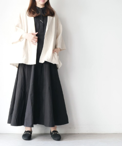 vent blanc（ヴァンブラン）の「vent blanc  ヴァンブラン コットンワッシャー パネルデザインワンピース（ワンピース・レディース・ブラック/キャメル/ブルー・FREE）」の4枚目の写真