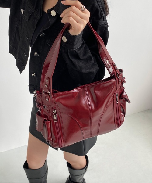 LA VORAGINE（ラ ヴォラジネ）の「レトロ オイルレザー トートバッグ 5色展開 大容量 ショルダー兼用（トートバッグ・レディース・C/White/Black/Wine/BROWN・FREE）」の13枚目の写真