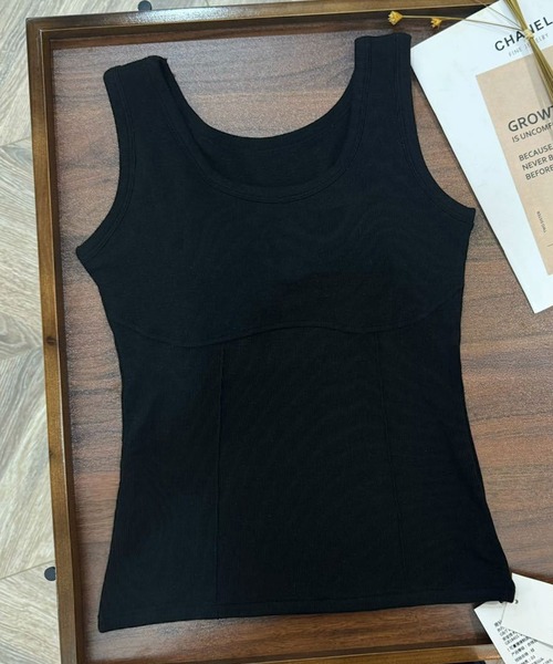 Lace Ladies(レースレディース)の「ソリッドカラー ラウンドネック カップ付き ノーマル タンクトップ(タンクトップ・レディース・ブラック/グレイッシュベージュ/グレー/アイボリー・FREE)」の2枚目の写真
